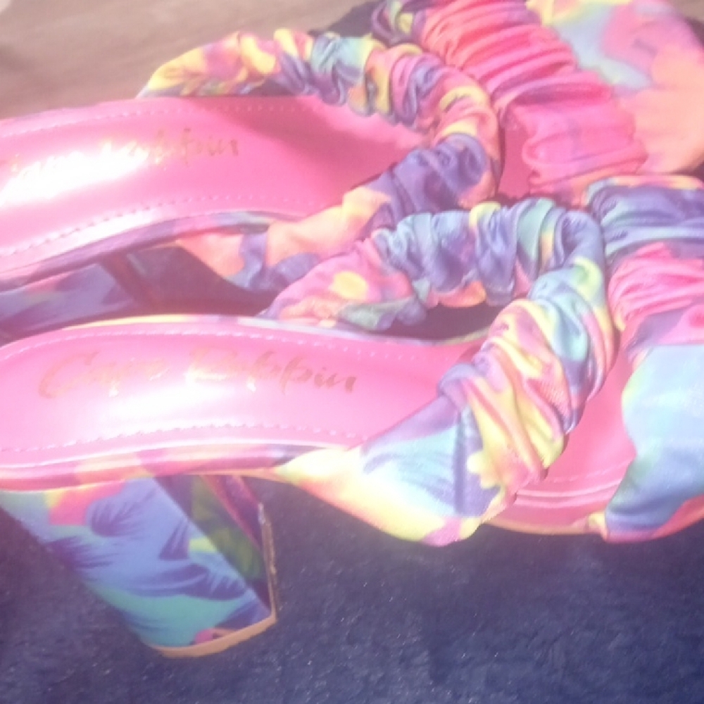 Cape Robbin Pink and Multicolor Strappy Heels